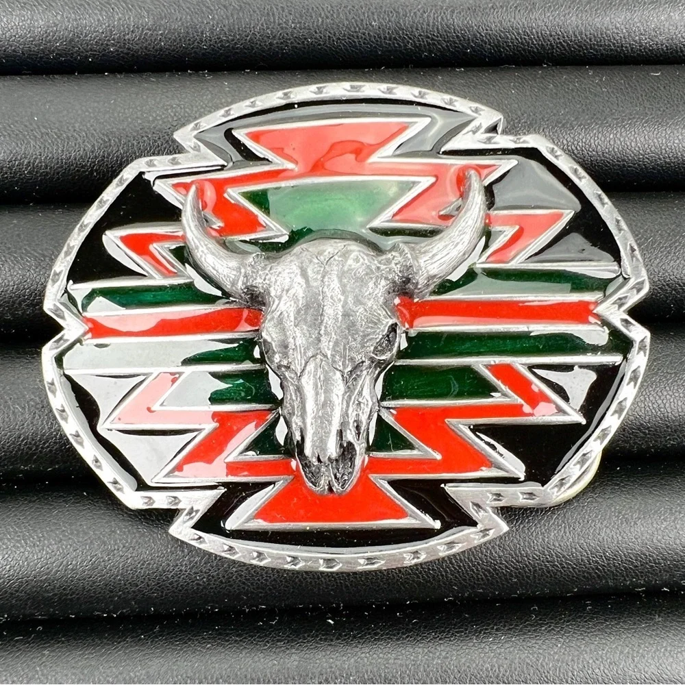 Vintage Siskiyou Skull Belt Buckle Steer Western Native American Style Cowboy